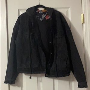 POL Black denim hooded jacket